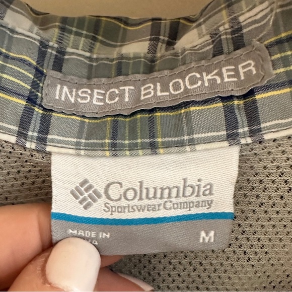 Mens Columbia Size M Insect Blocker Shield Repellent Plaid Button Down Shirt - Picture 3 of 7